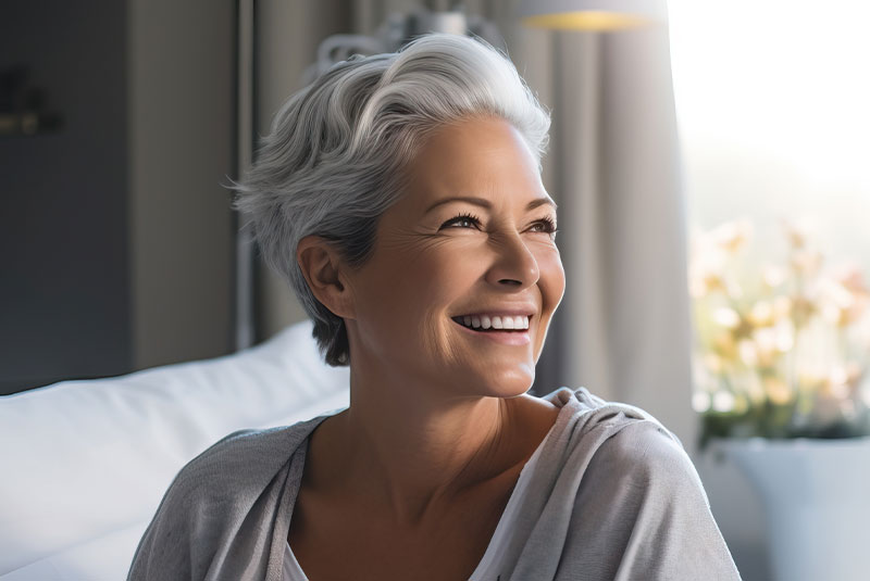 portrait of a beautiful mature american adult woman patient